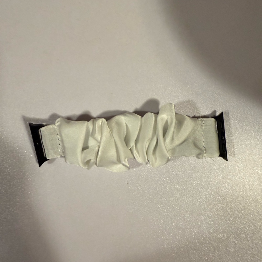 Elegant White Scrunchie Watch Band